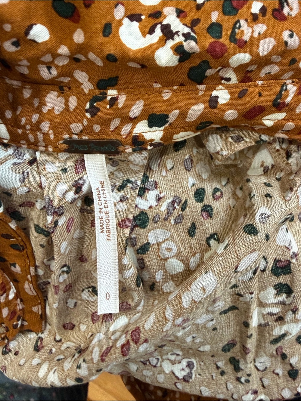 Free People Printed  Button-Front Midi Dress in Rust - Picture 8 of 8